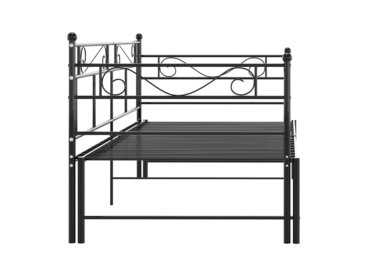 Divano letto estensibile senza materasso in metallo nero 90x200cm