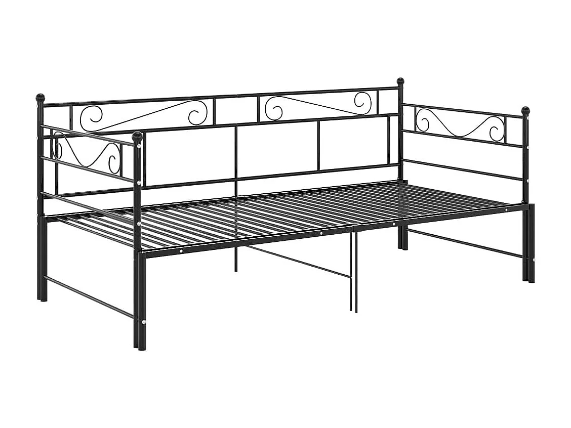 Cadre de canapé-lit extensible sans matelas Noir Métal 90x200cm
