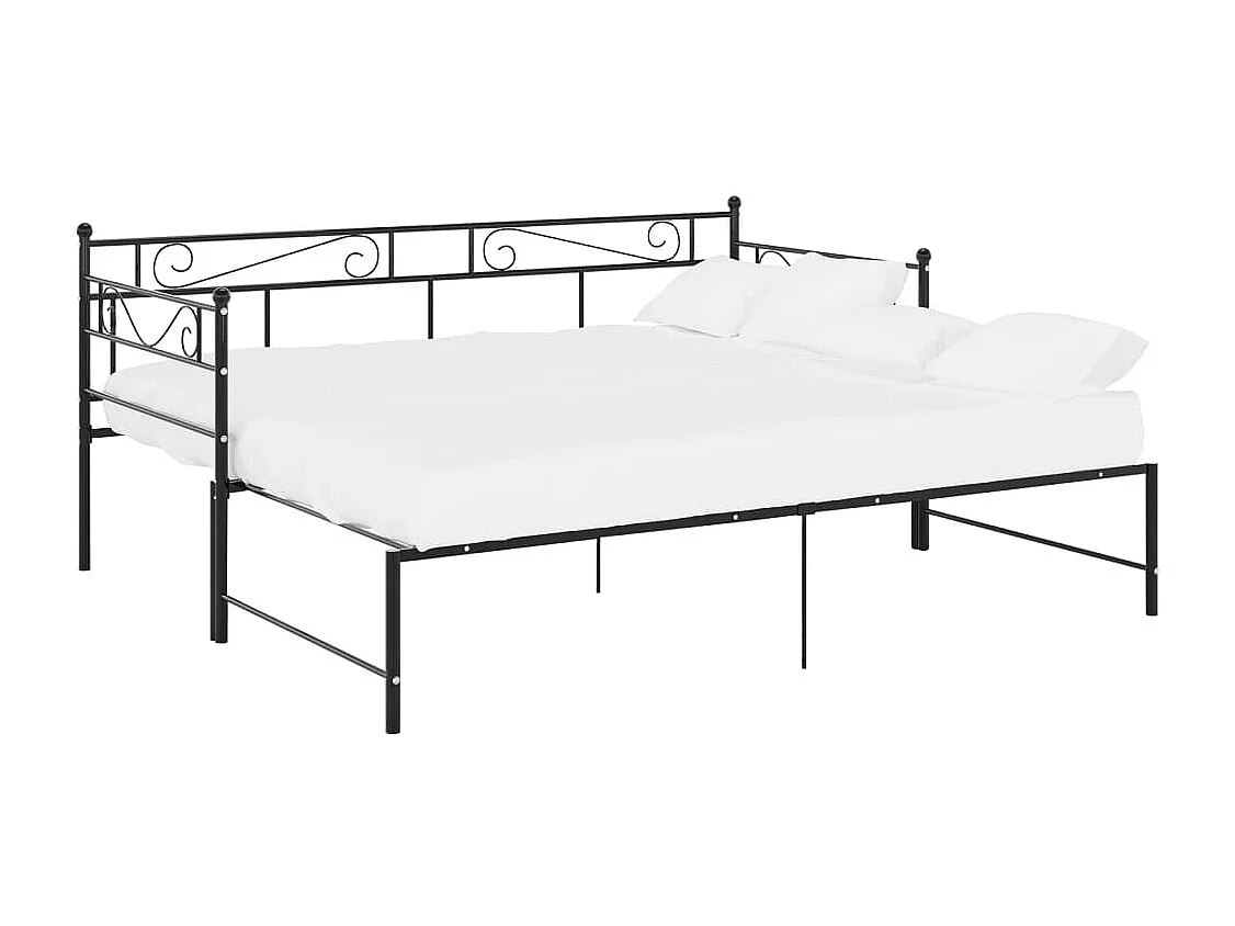 Cadre de canapé-lit extensible sans matelas Noir Métal 90x200cm