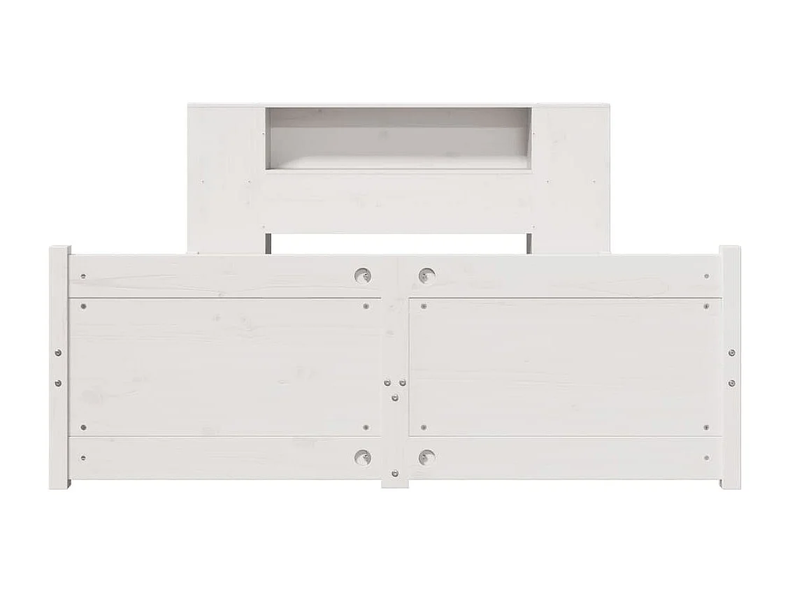 Letto libreria bianco senza materasso 160x200 cm in legno massello di pino