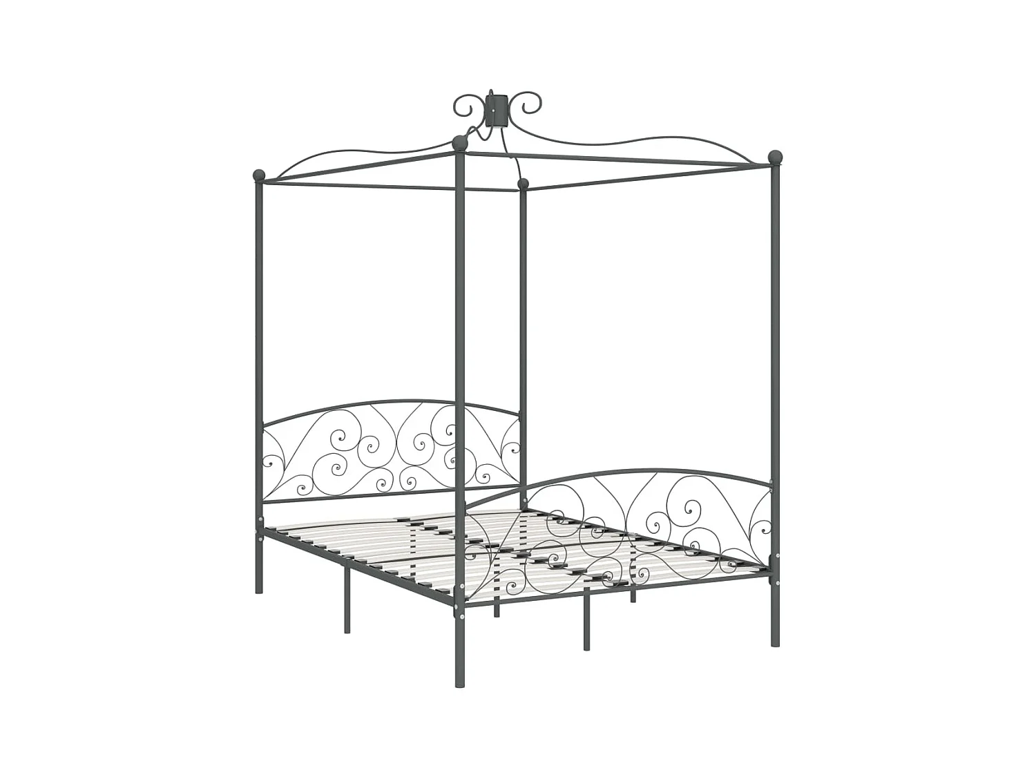 Struttura letto a baldacchino senza materasso in metallo grigio 140x200 cm