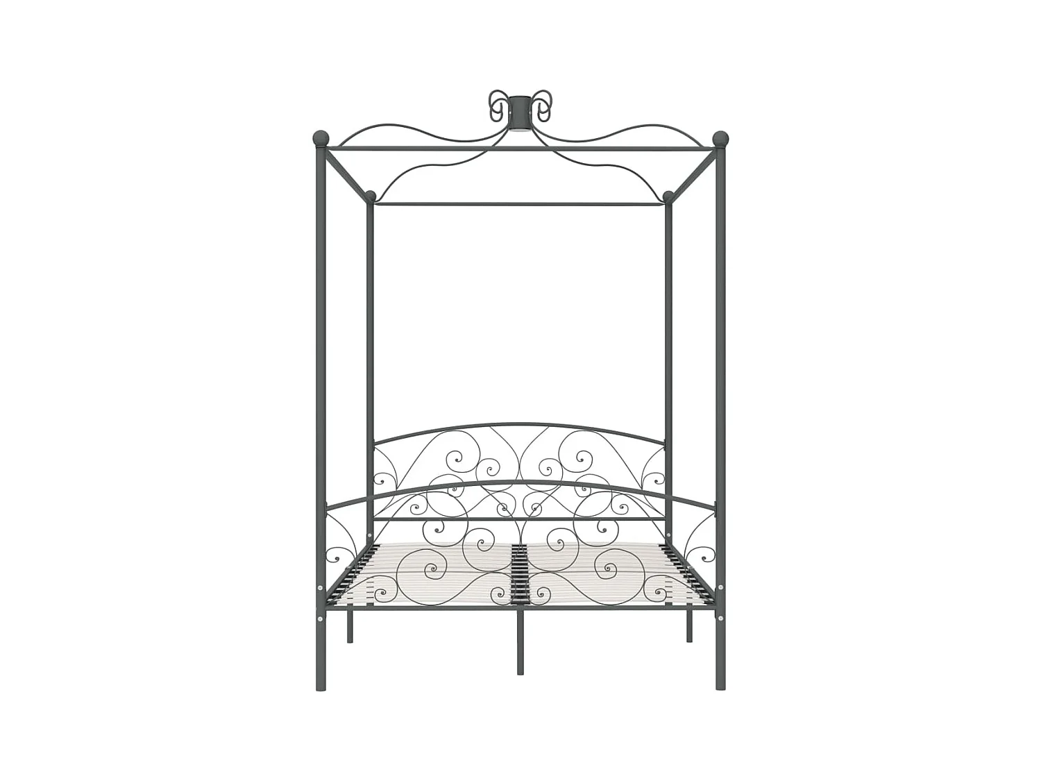 Struttura letto a baldacchino senza materasso in metallo grigio 140x200 cm
