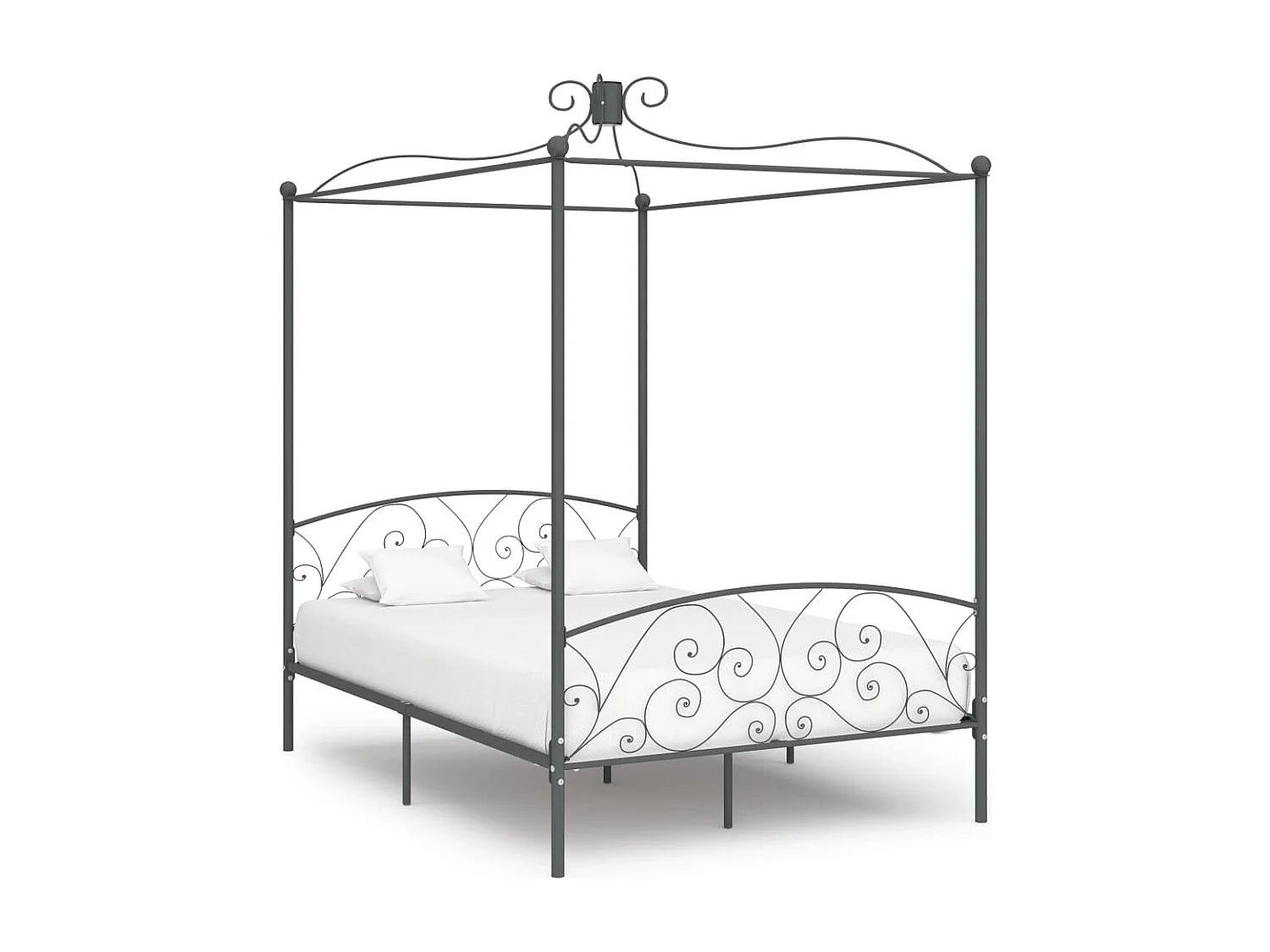 Hemelbedframe zonder matras grijs metaal 140x200 cm