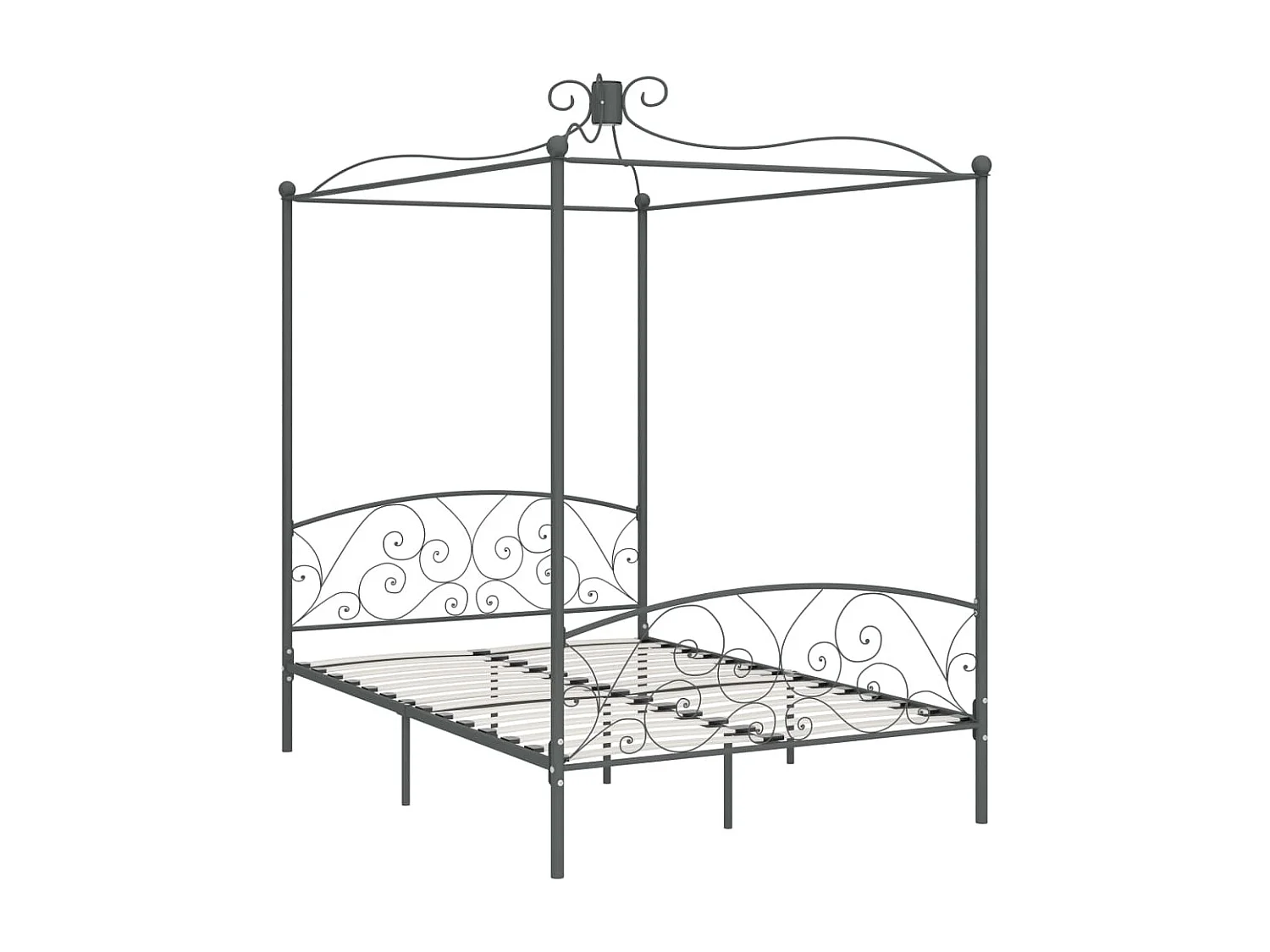 Hemelbedframe zonder matras grijs metaal 140x200 cm