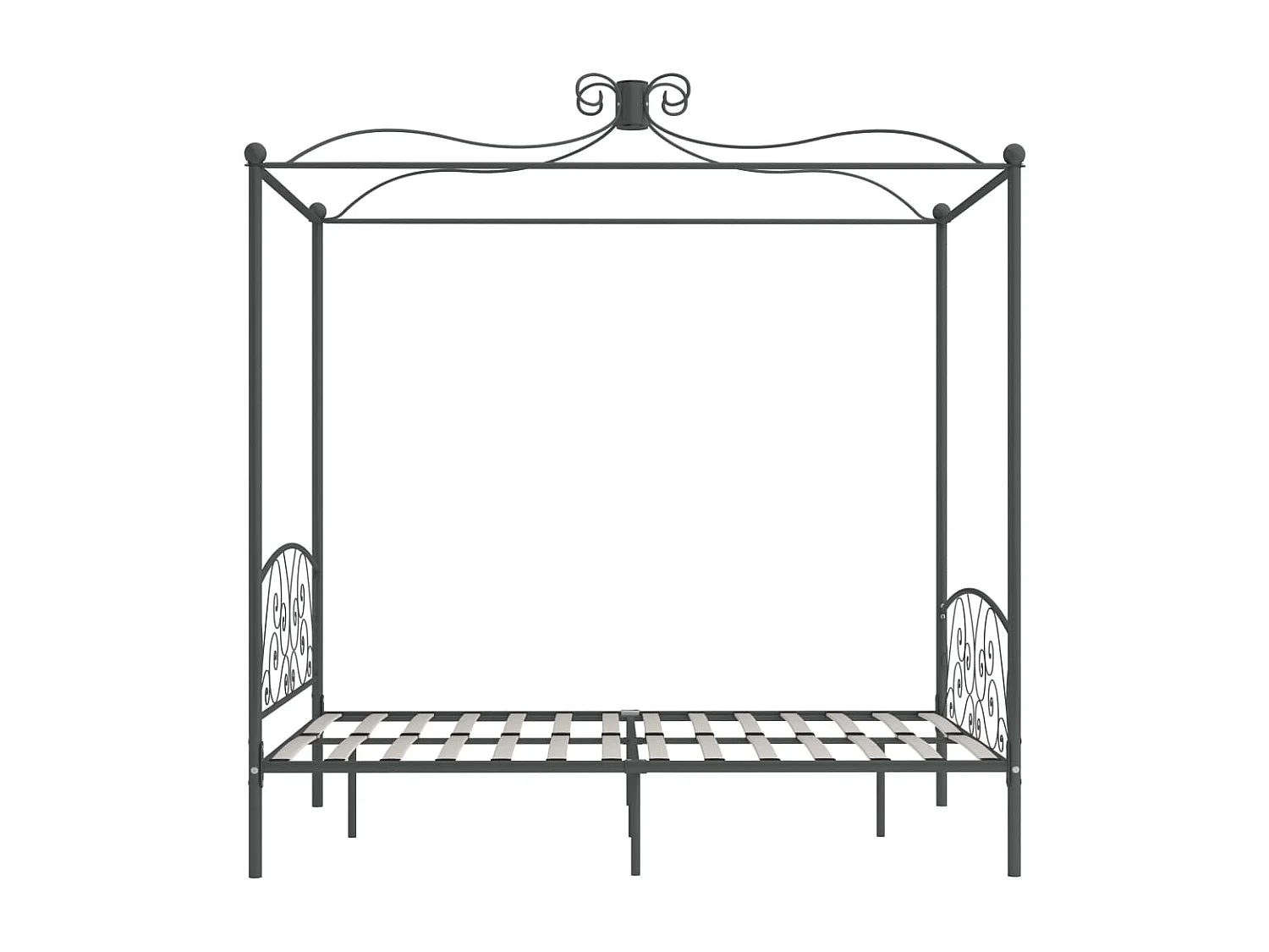 Cadre de lit à baldaquin sans matelas gris métal 140x200 cm