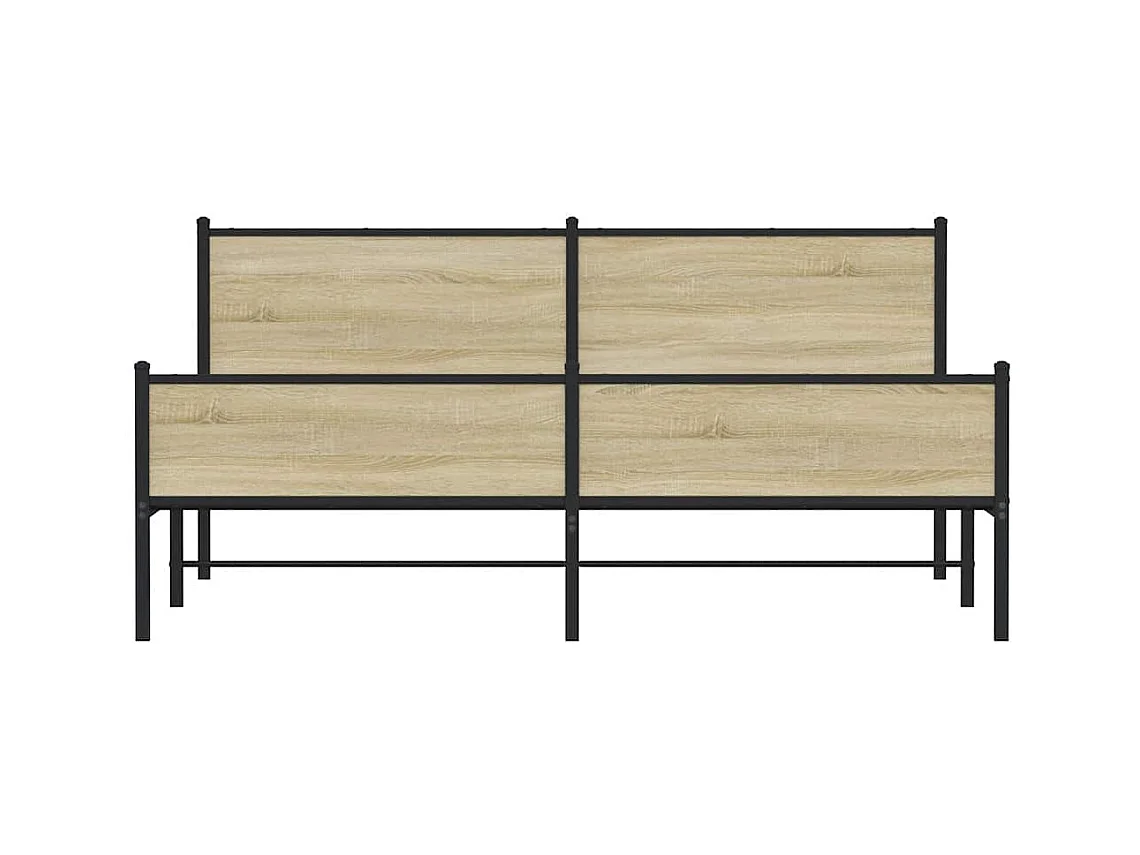 Estructura de cama de metal sin colchón roble Sonoma 160x200 cm