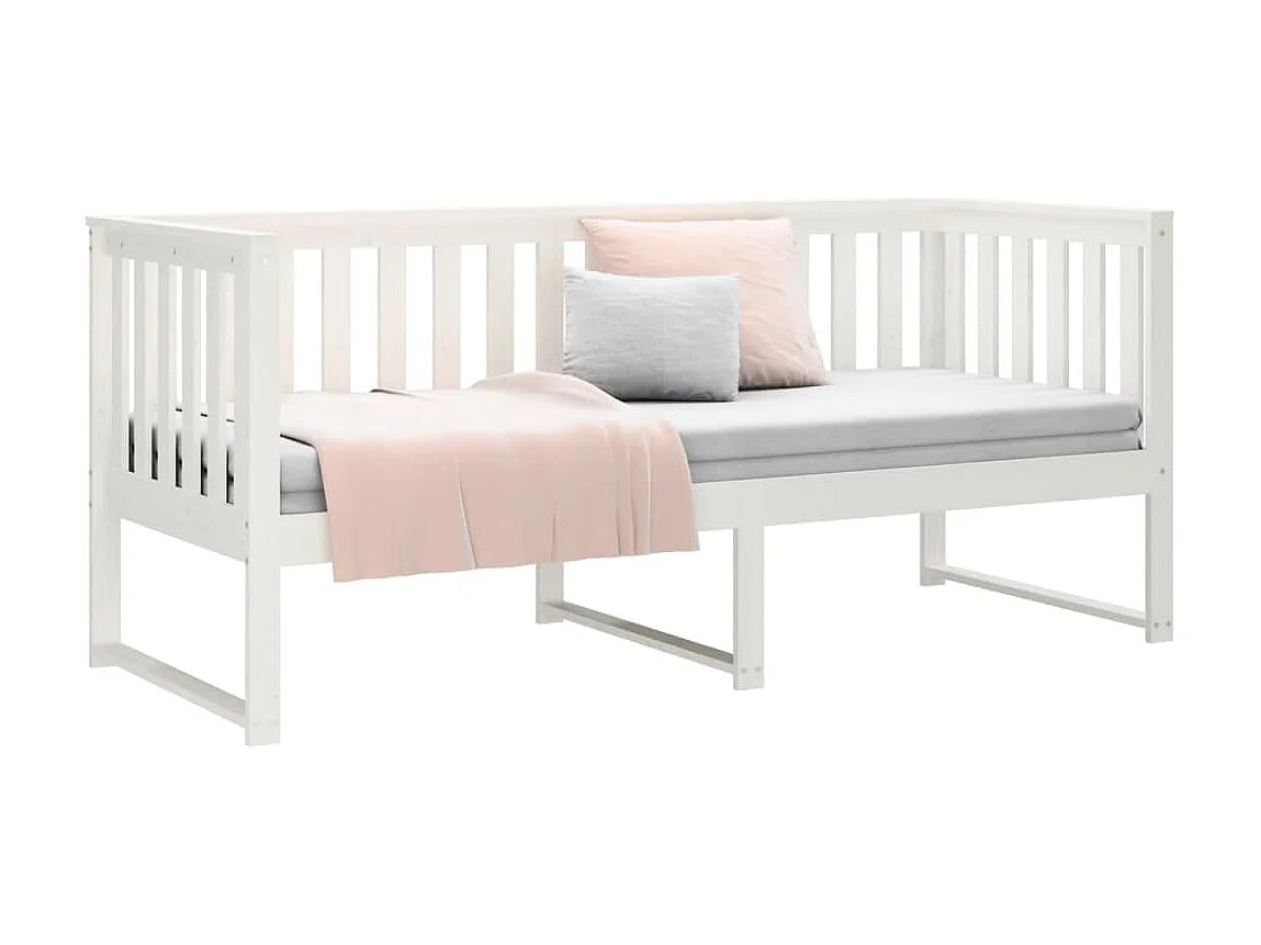 Cama de día sin colchón blanco 80x200 cm madera maciza de pino
