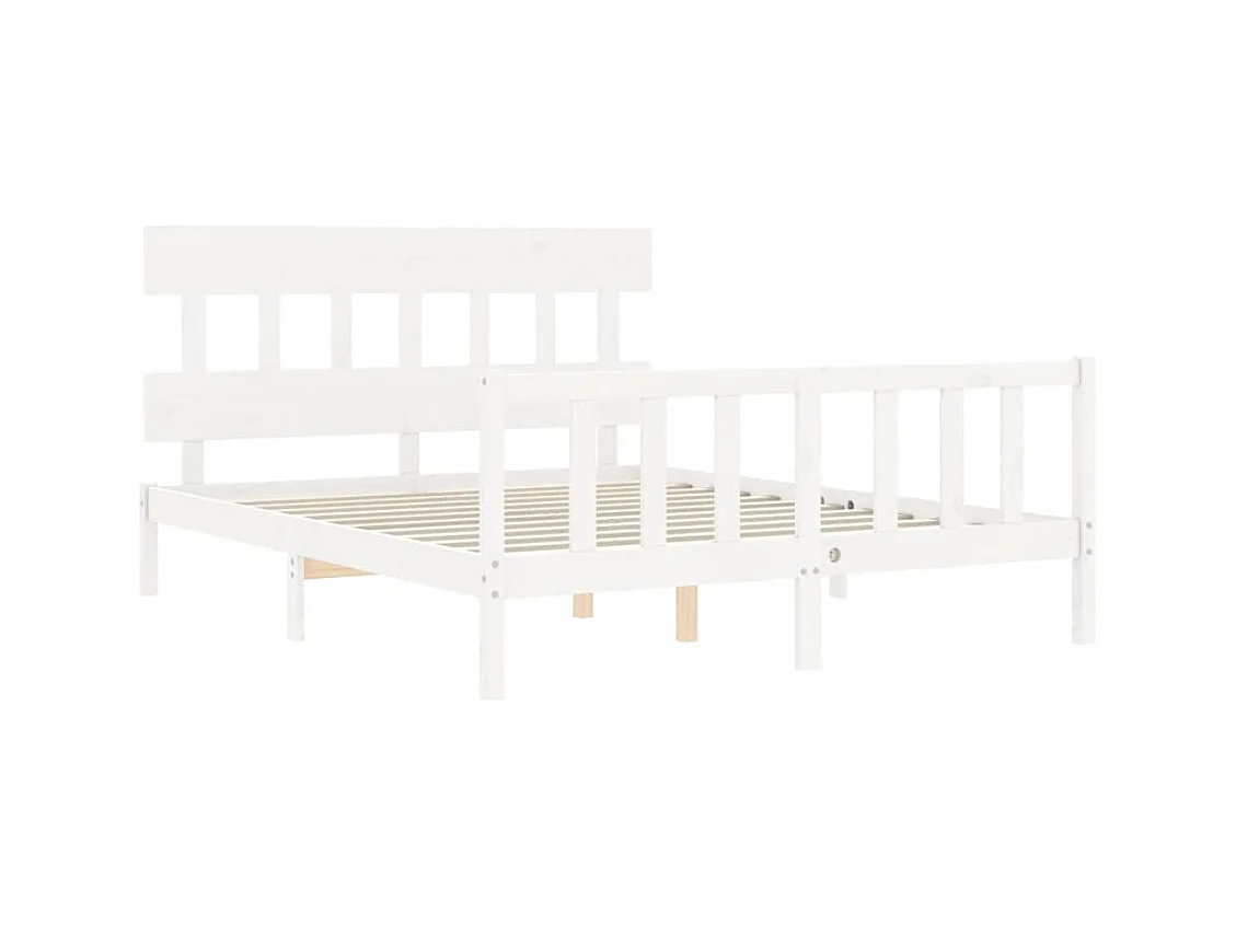 Cadre de lit sans matelas blanc 160x200 cm bois de pin massif
