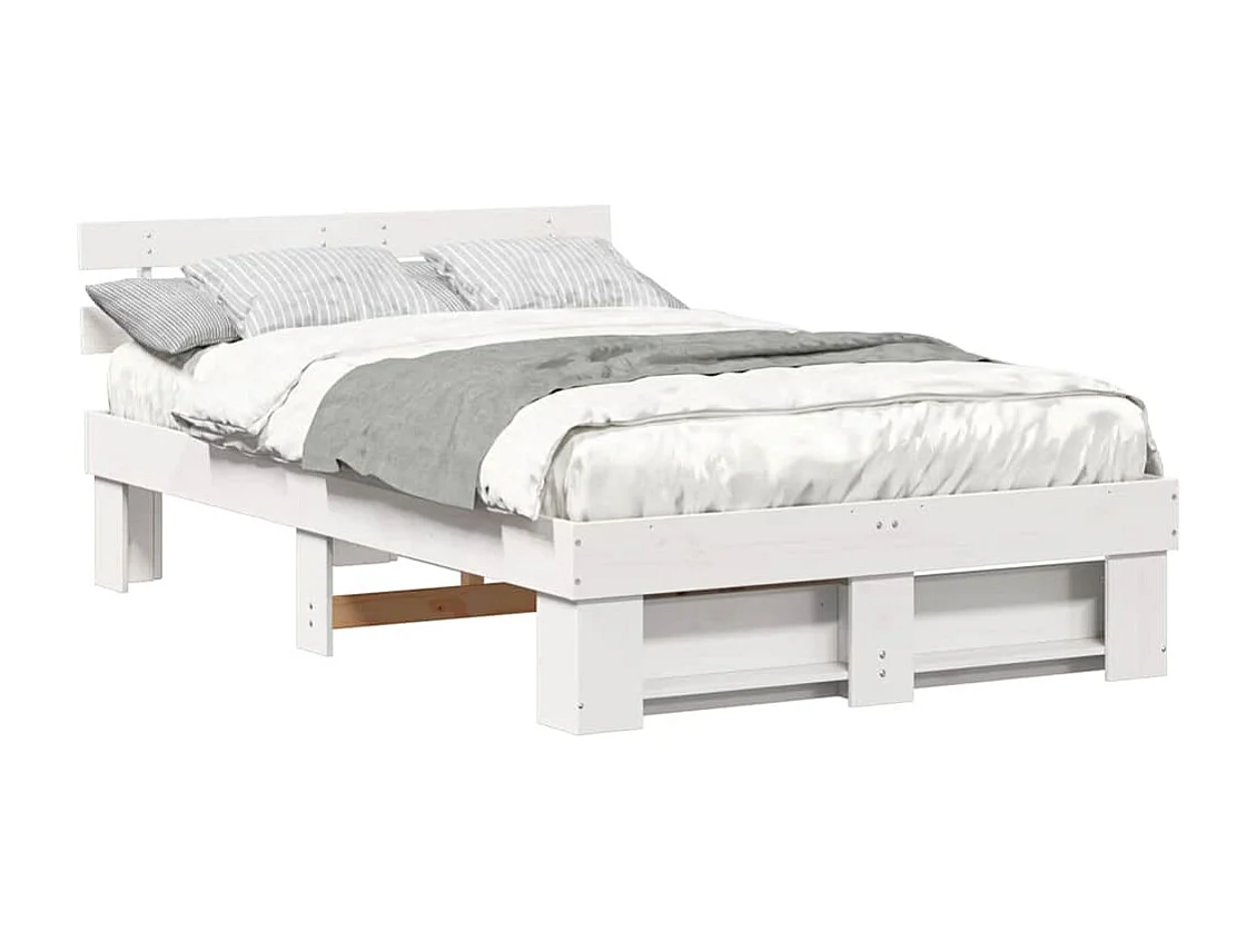 Struttura letto bianca 135 x 190 cm Legno massello di pino