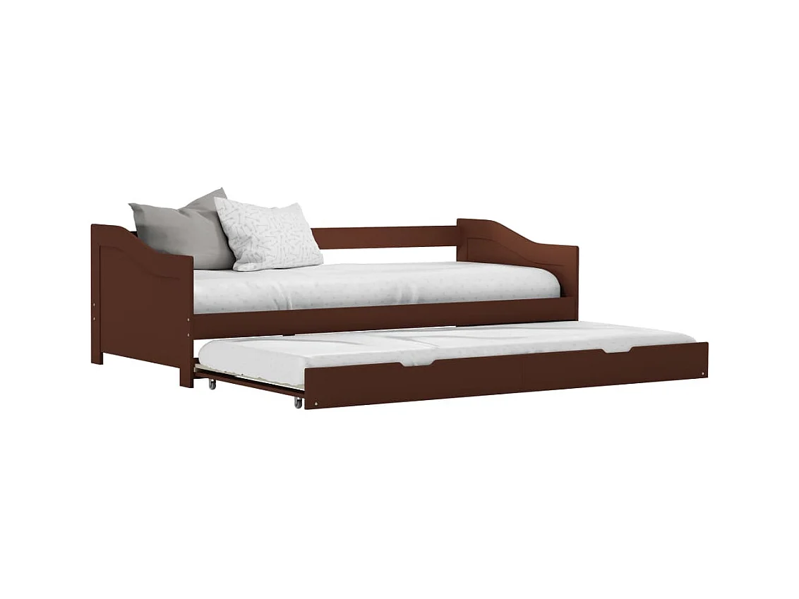 Cadre de lit extensible sans matelas marron foncé 90x200 cm