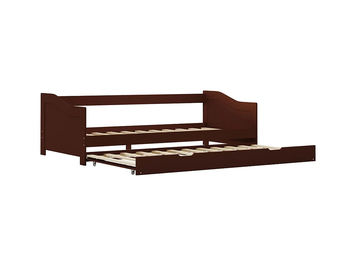 Cadre de lit extensible sans matelas marron foncé 90x200 cm