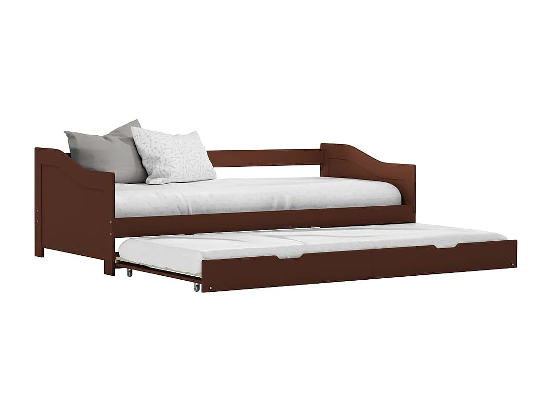 Cadre de lit extensible sans matelas marron foncé 90x200 cm