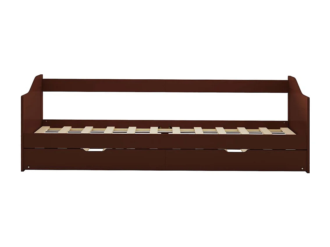 Cadre de lit extensible sans matelas marron foncé 90x200 cm
