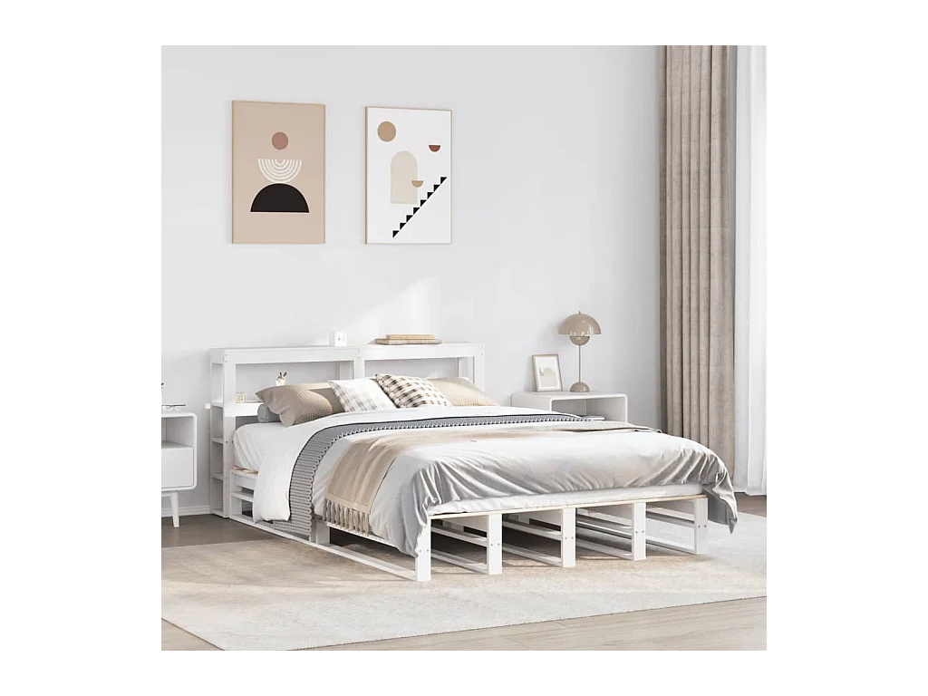 Struttura letto senza materasso bianco 120x190 cm in legno massello di pino