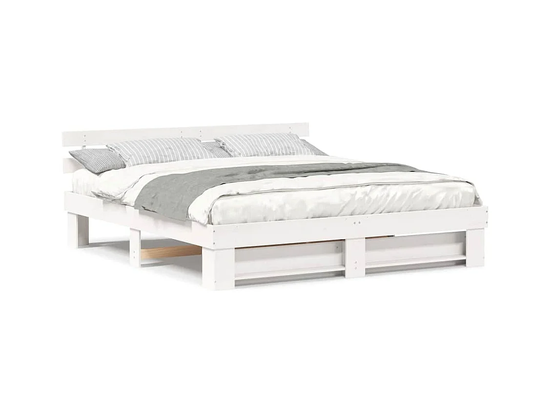 Struttura letto bianca 180 x 200 cm Legno massello di pino
