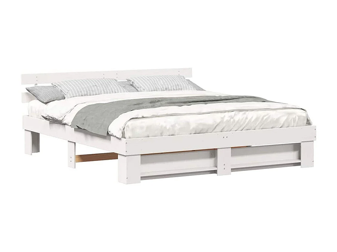 Cadre de lit Blanc 180 x 200 cm Bois massif en pin