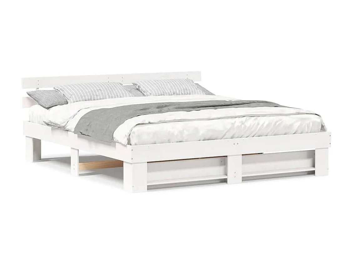 Cadre de lit Blanc 180 x 200 cm Bois massif en pin