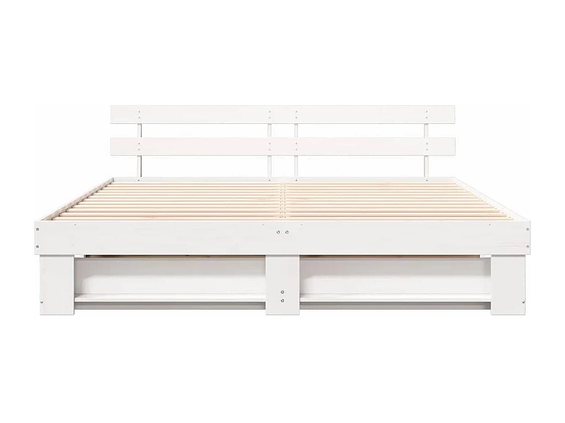 Cadre de lit Blanc 180 x 200 cm Bois massif en pin