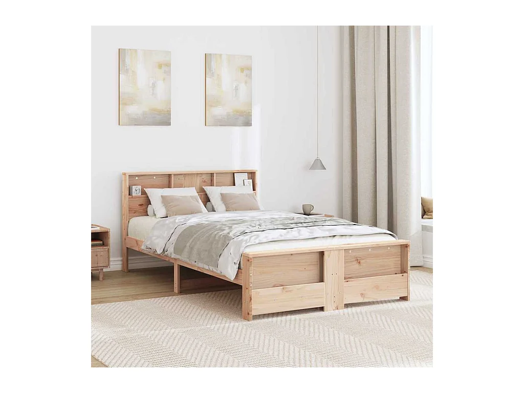 Bruin bedframe 120 x 200 cm massief grenenhout