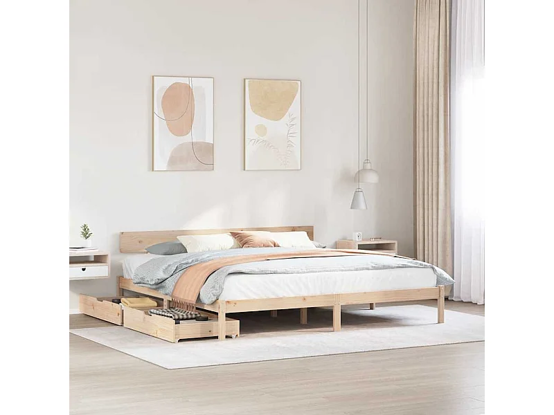 Cadre de lit sans matelas 200x200 cm bois massif de pin