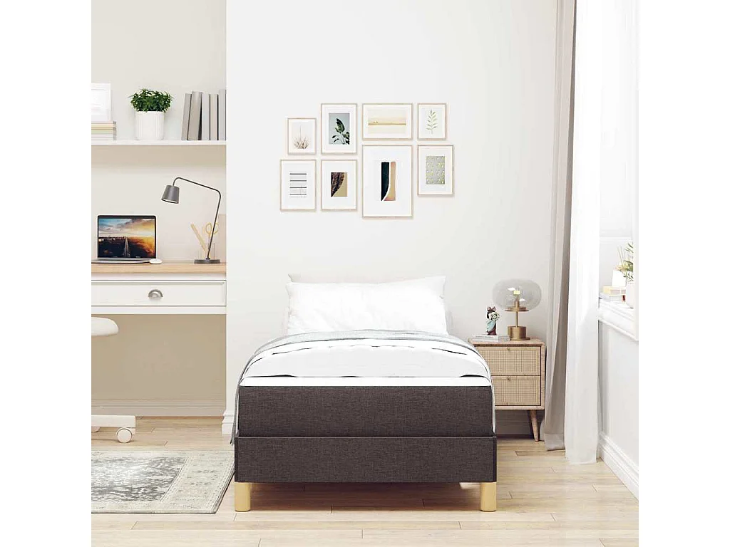 Braunes Boxspringbett 80 x 200 cm Stoff und Holzwerkstoff