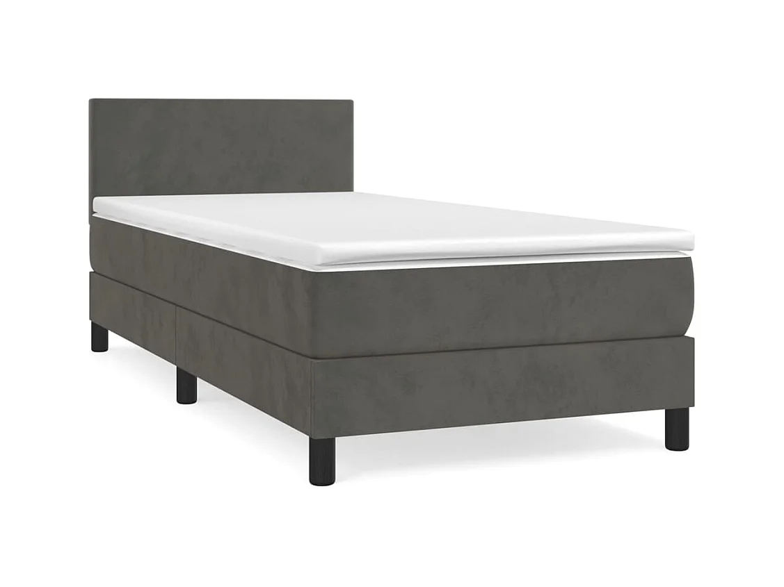 Rete a doghe e materasso Grigio Scuro 90x200 cm Velluto