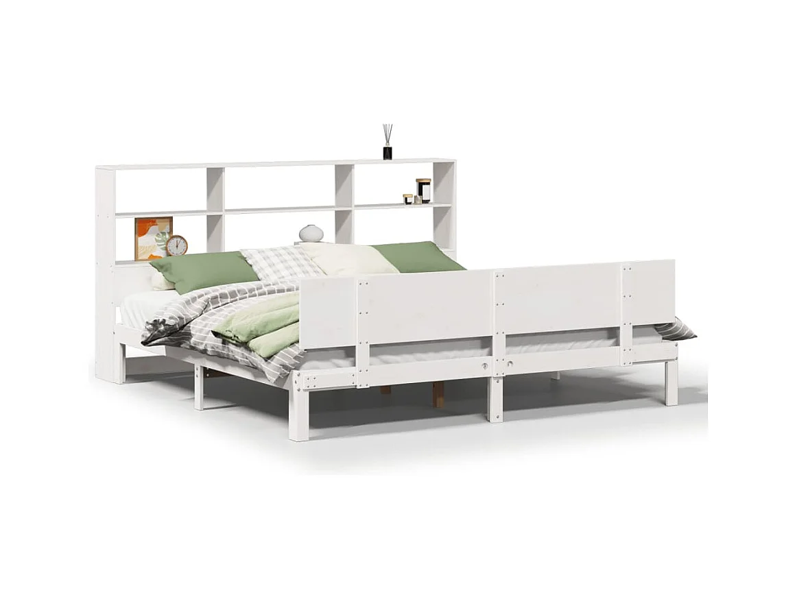 Wit boekenkastbed zonder matras 180x200 cm massief grenenhout