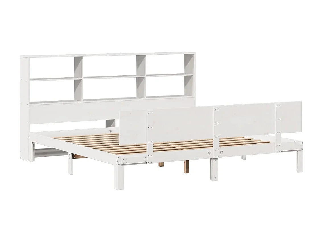 Lit bibliothèque sans matelas blanc 180x200 cm bois pin massif