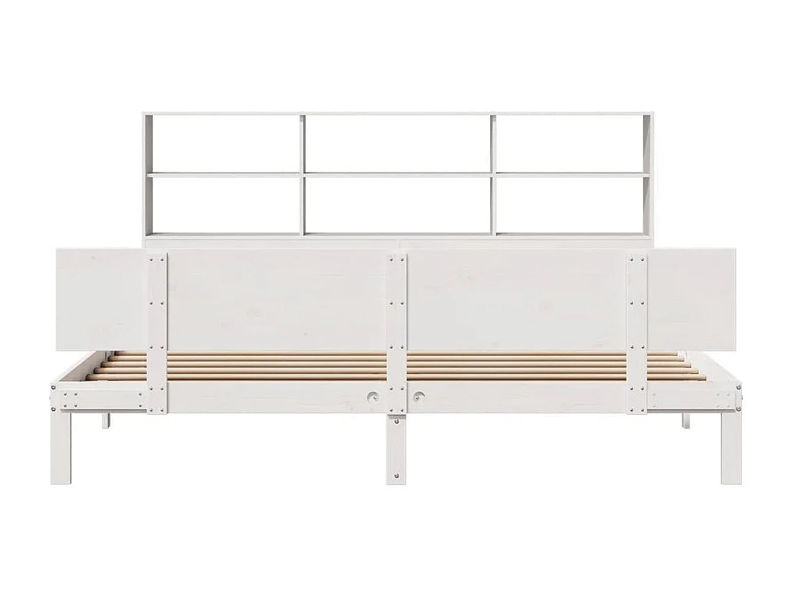 Lit bibliothèque sans matelas blanc 180x200 cm bois pin massif