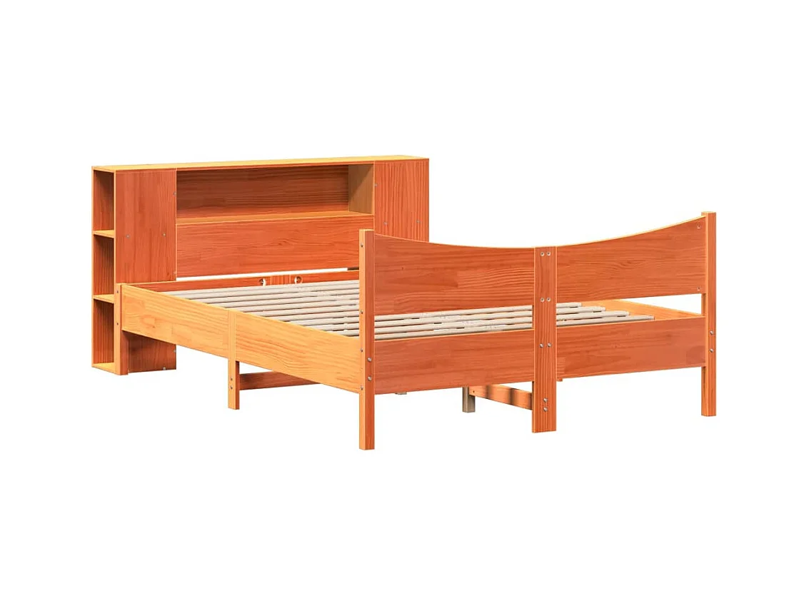 Cadre de lit sans matelas cire marron 140x190cm bois pin massif