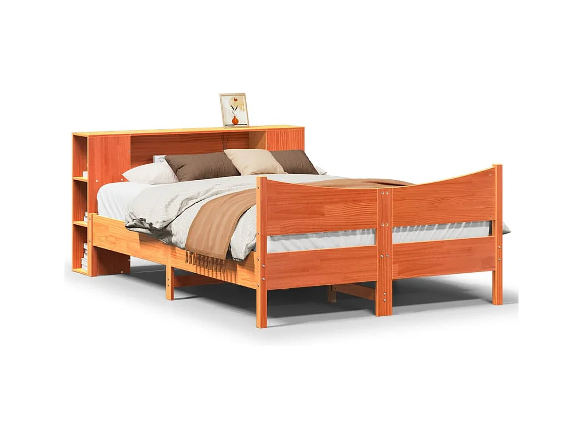 Bedframe zonder matras bruin gewaxt 140x190cm massief grenenhout