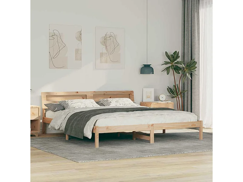 Bruin bedframe 180 x 200 cm massief grenenhout