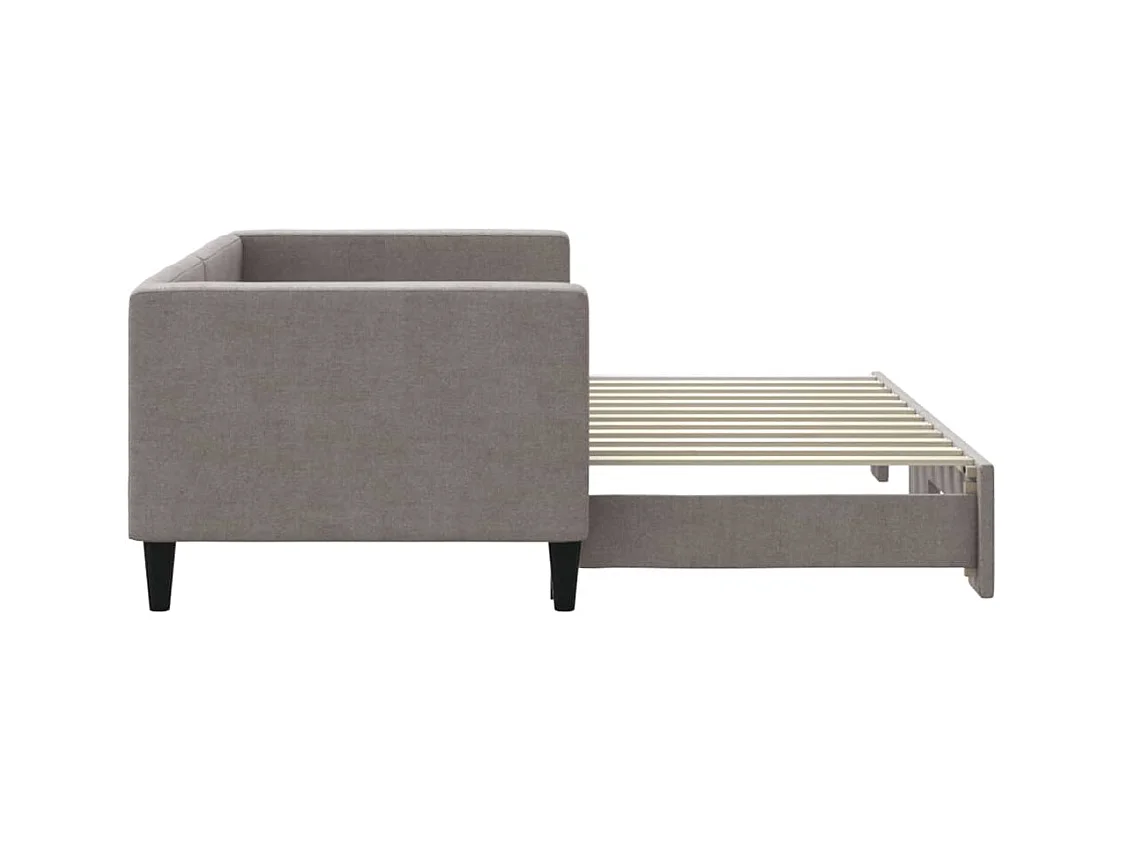 Lit de jour avec gigogne sans matelas taupe 80x200 cm