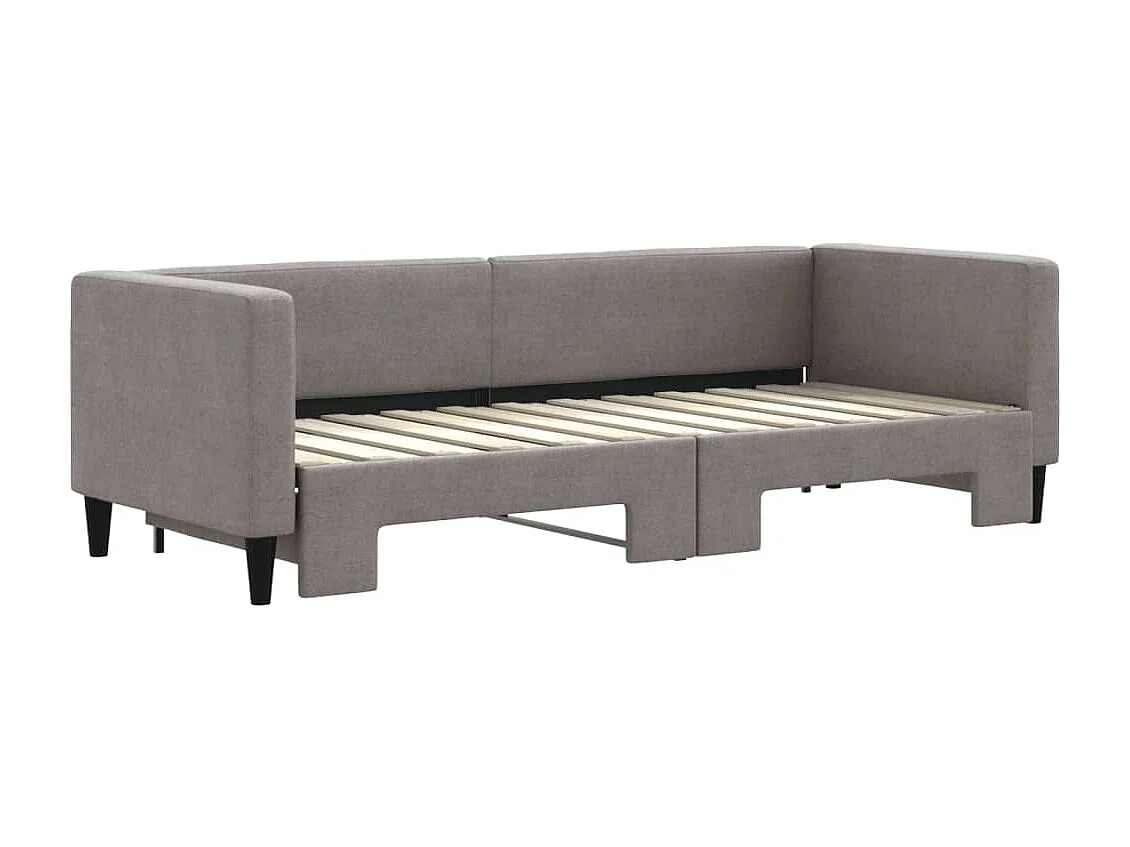 Lit de jour avec gigogne sans matelas taupe 80x200 cm