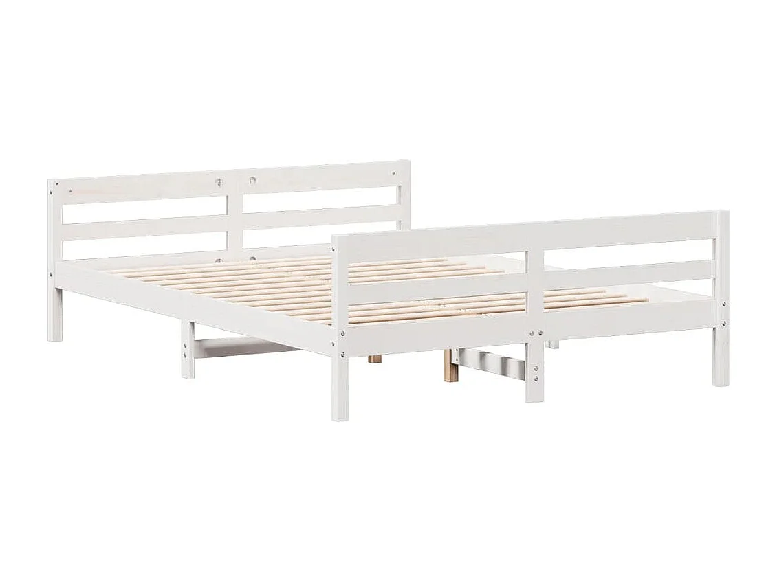 Estructura de cama sin colchón blanca 140x200 cm madera maciza de pino