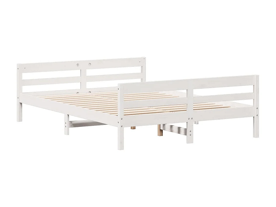 Estructura de cama sin colchón blanca 140x200 cm madera maciza de pino