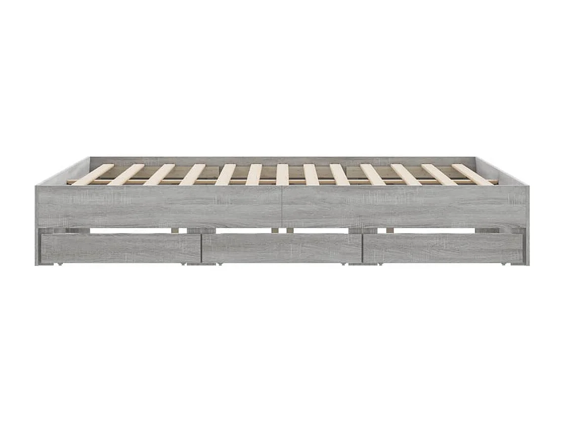 Struttura letto con cassetti senza materasso Sonoma grigio 200x200 cm