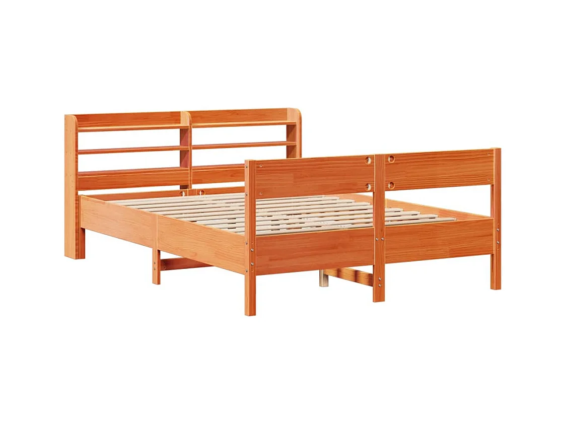 Bedframe zonder matras, bruine was, 140x200cm, massief grenenhout
