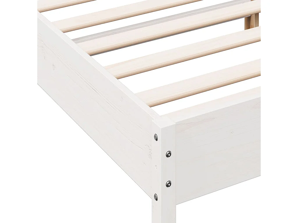 Estructura de cama sin colchón blanca 160x200 cm madera maciza de pino