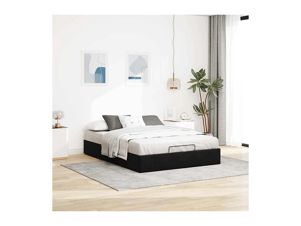 Cadre de lit ottoman sans matelas noir 140x190 cm velours
