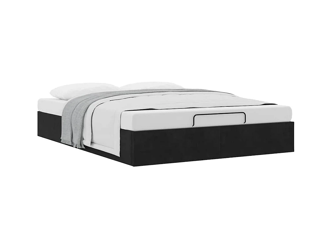 Ottomaanse bedframe zonder matras zwart 140x190 cm fluweel