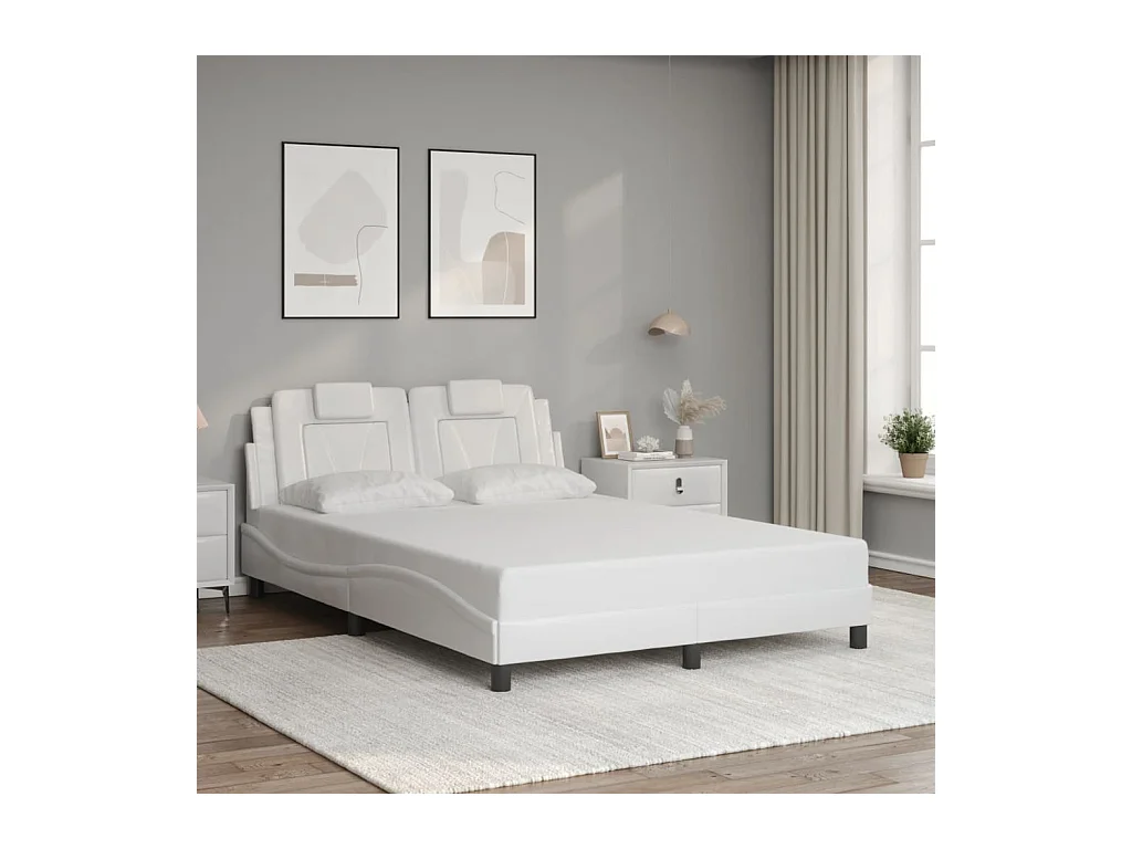 Estructura de cama sin colchón blanco 140x190 cm símil piel