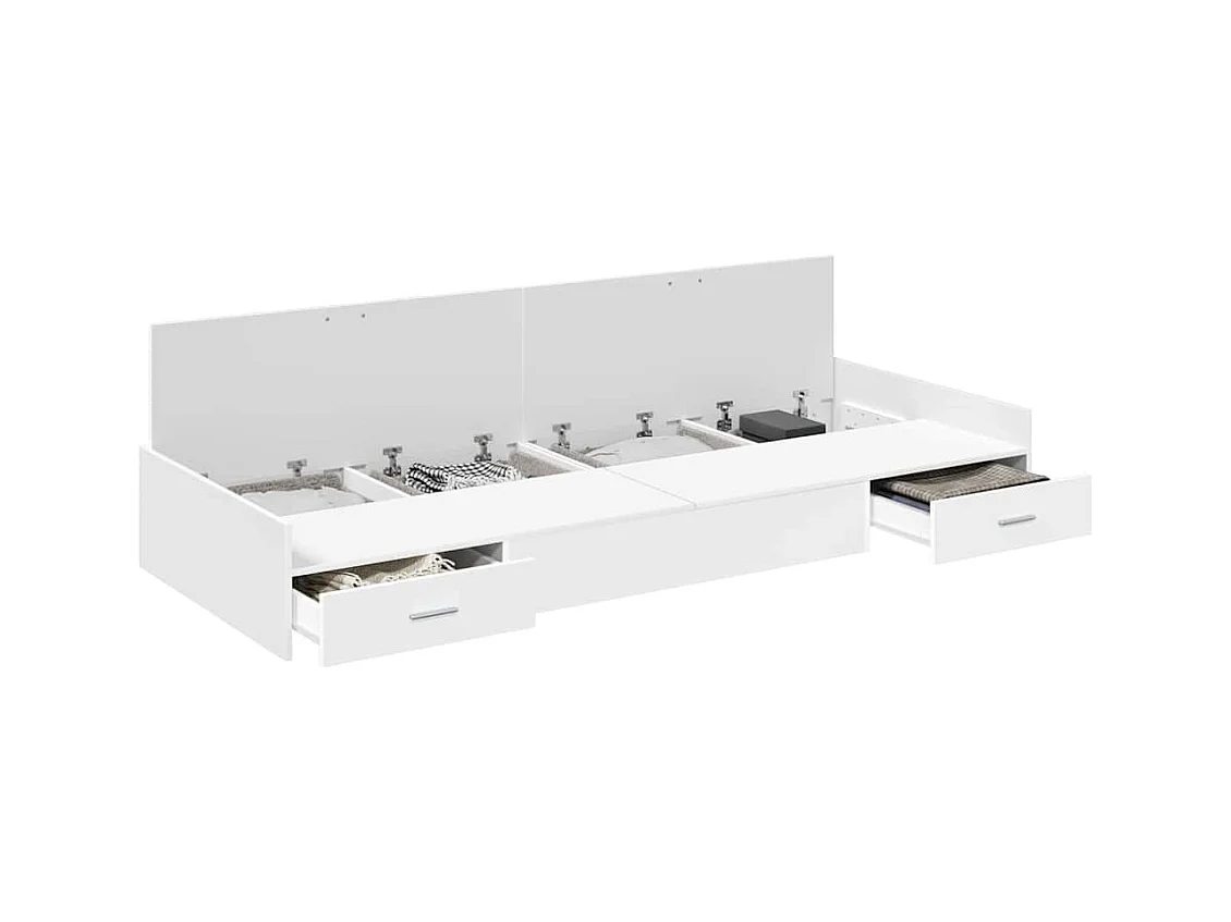 Estructura de cama con almacenaje Blanco 75 x 190 cm Madera de ingeniería