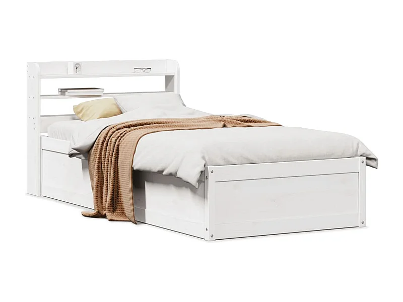 Estructura de cama con cabecero blanco 90x200cm madera maciza de pino