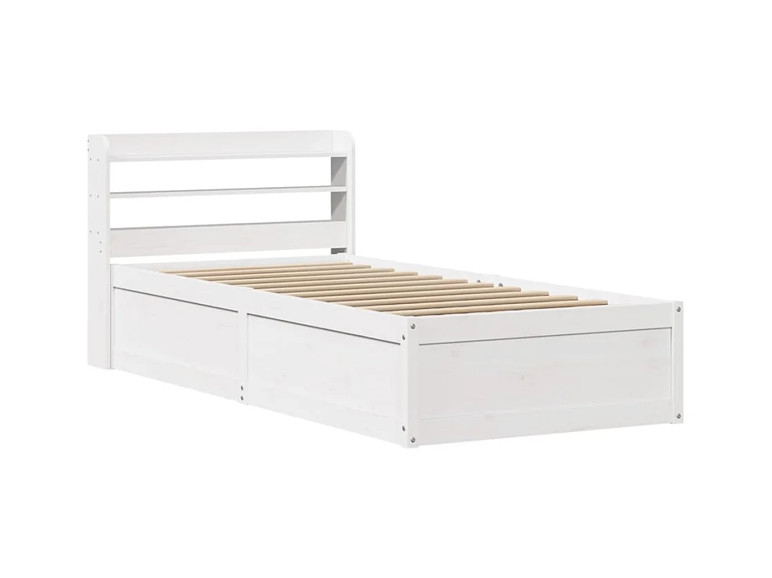 Estructura de cama con cabecero blanco 90x200cm madera maciza de pino