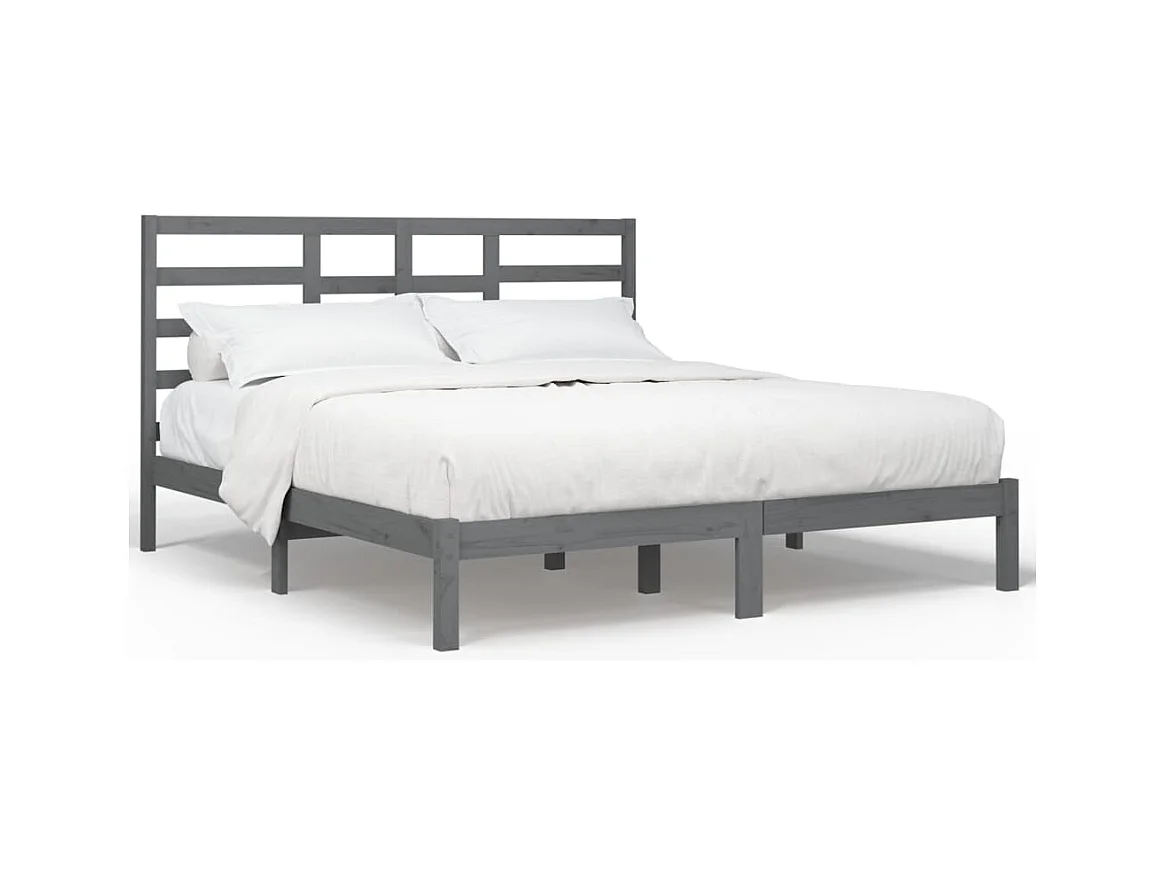 Struttura letto senza materasso in legno massello grigio 200x200 cm