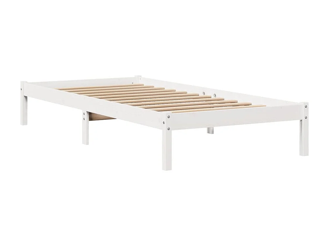 Estructura de cama sin colchón blanca 75x190 cm madera maciza de pino