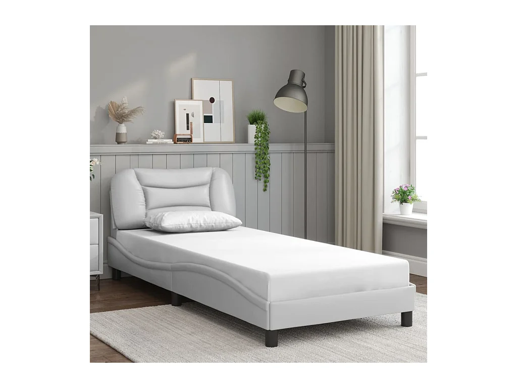 Estructura de cama sin colchón blanca 90x200 cm símil piel