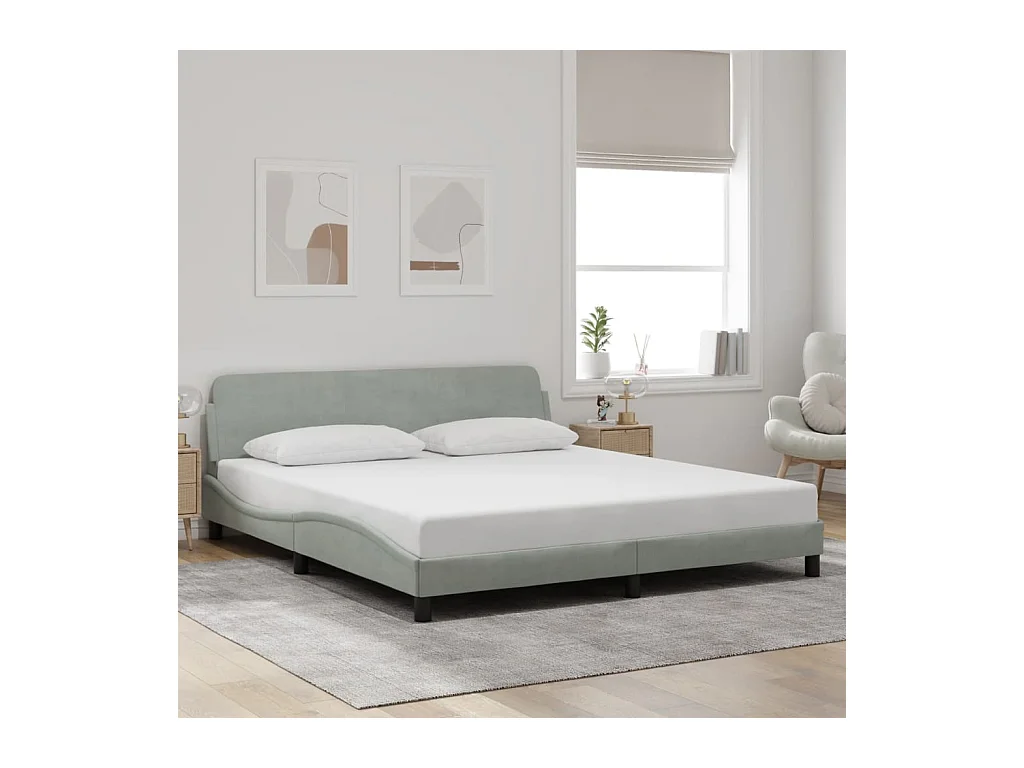 Estructura de cama sin colchón gris claro 180x200 cm terciopelo
