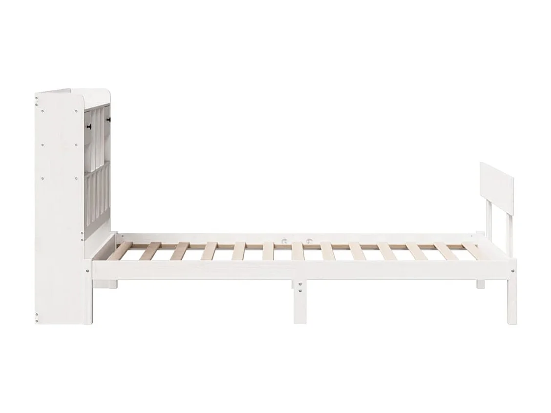 Lit bibliothèque sans matelas blanc 75x190cm bois de pin massif